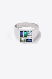 Men's Poetic Mind Blue Sapphire Ring - 14k Platinum